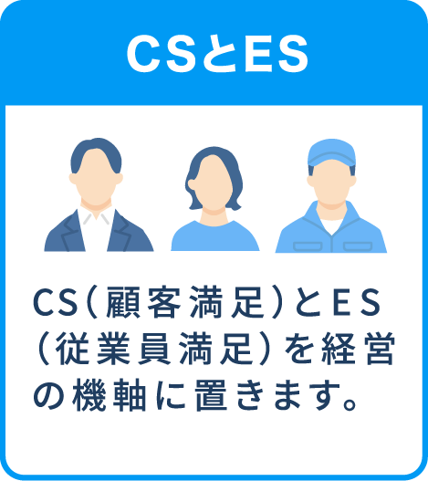CSとES-CS(顧客満足)とES(従業員満足)を経営の機軸に置きます。